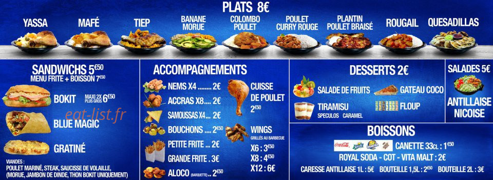 Blue Magic Food — carte page 1