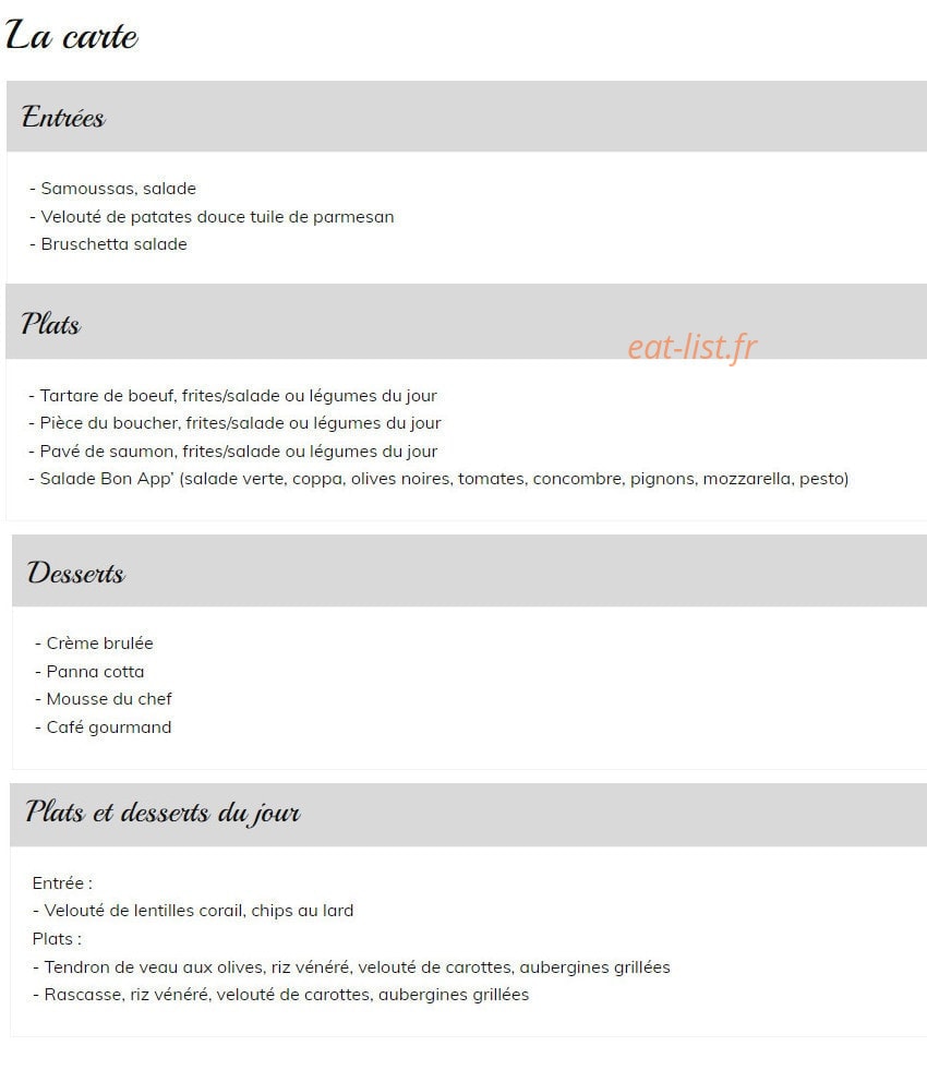 BonApp' — carte page 1