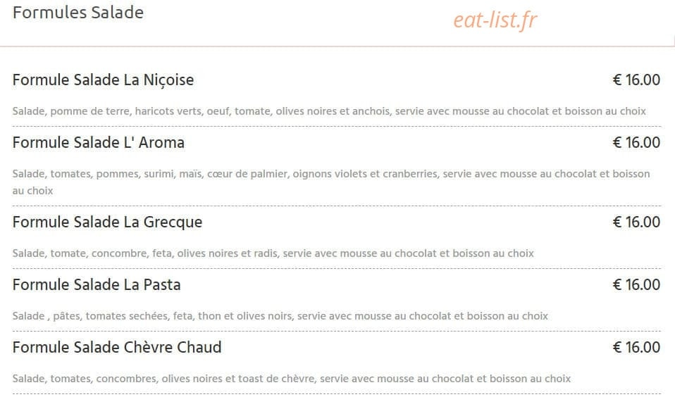 Cafe aroma — carte page 1