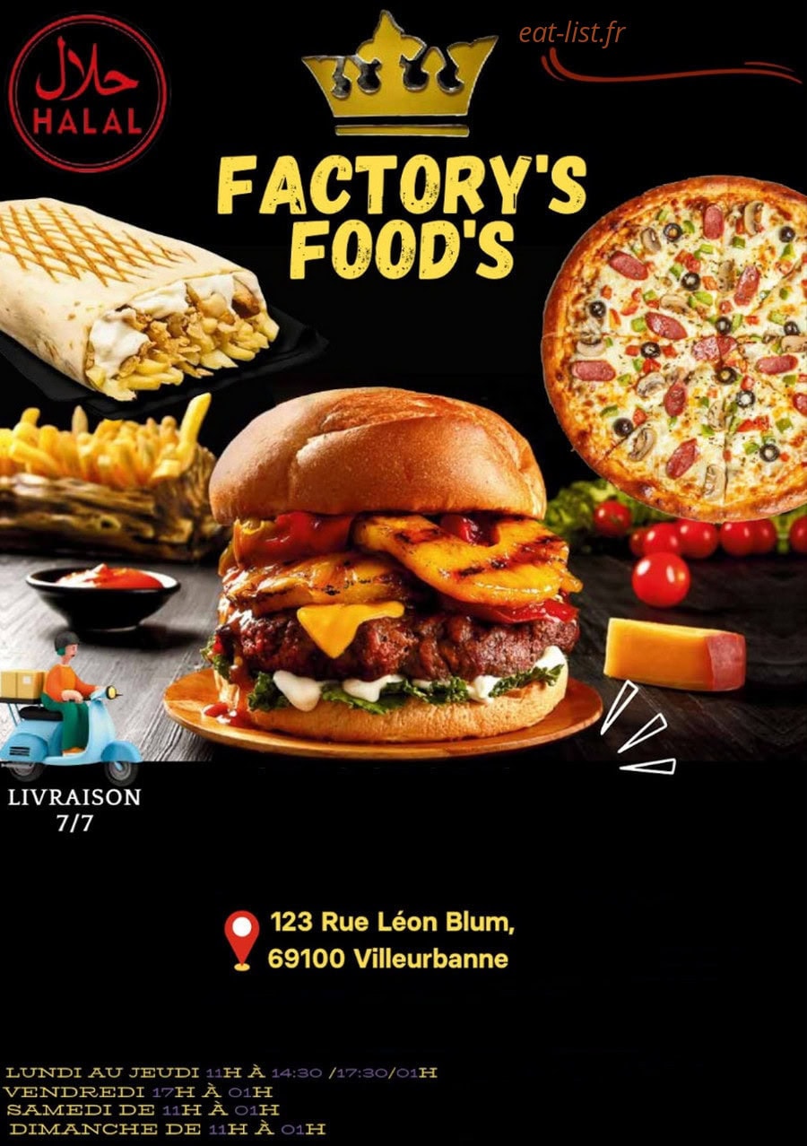Factorys foods — carte page 1