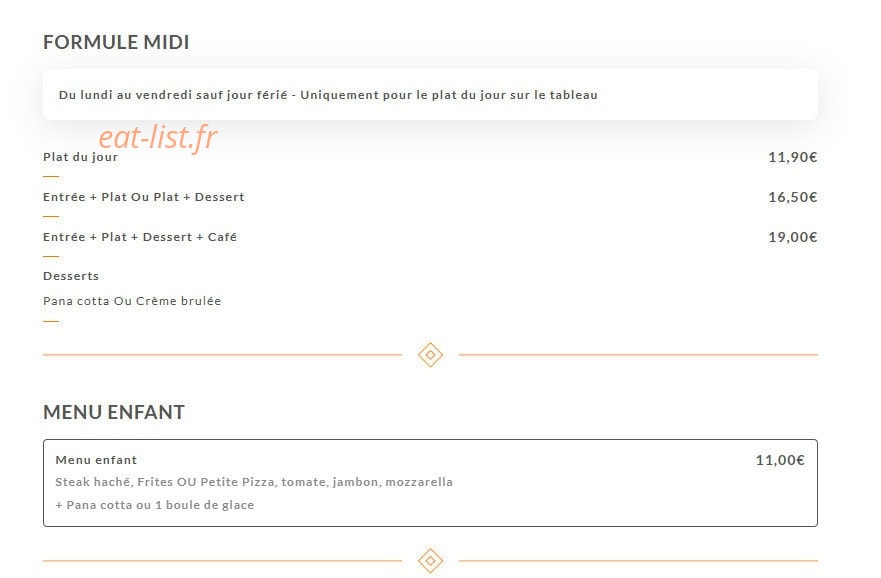 Carte et menu de Giovanni Ristorante à Villeurbanne — Formule midi et menu enfant