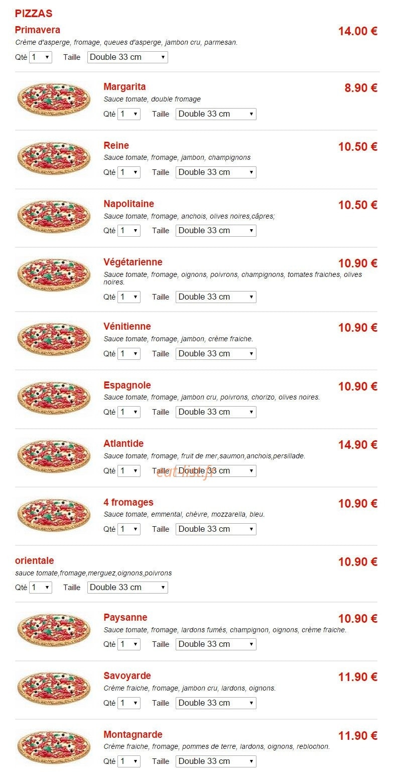 Jet Pizza — carte page 3