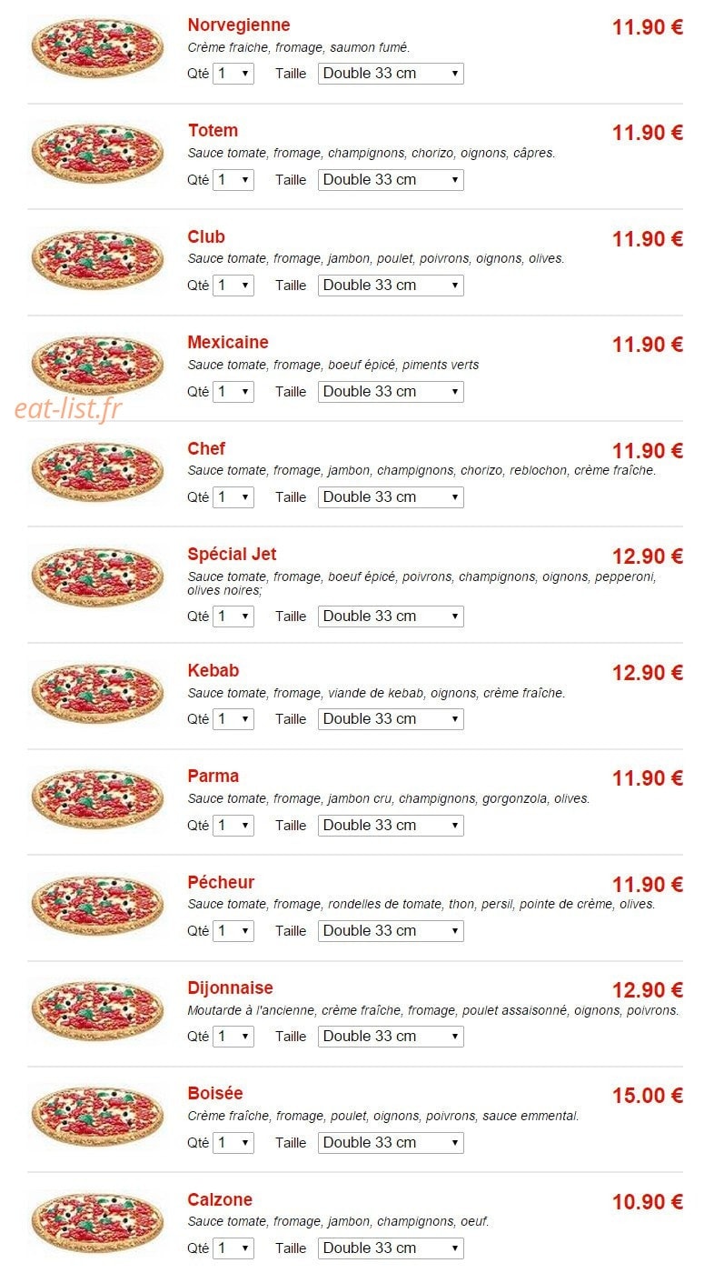 Jet Pizza — carte page 4