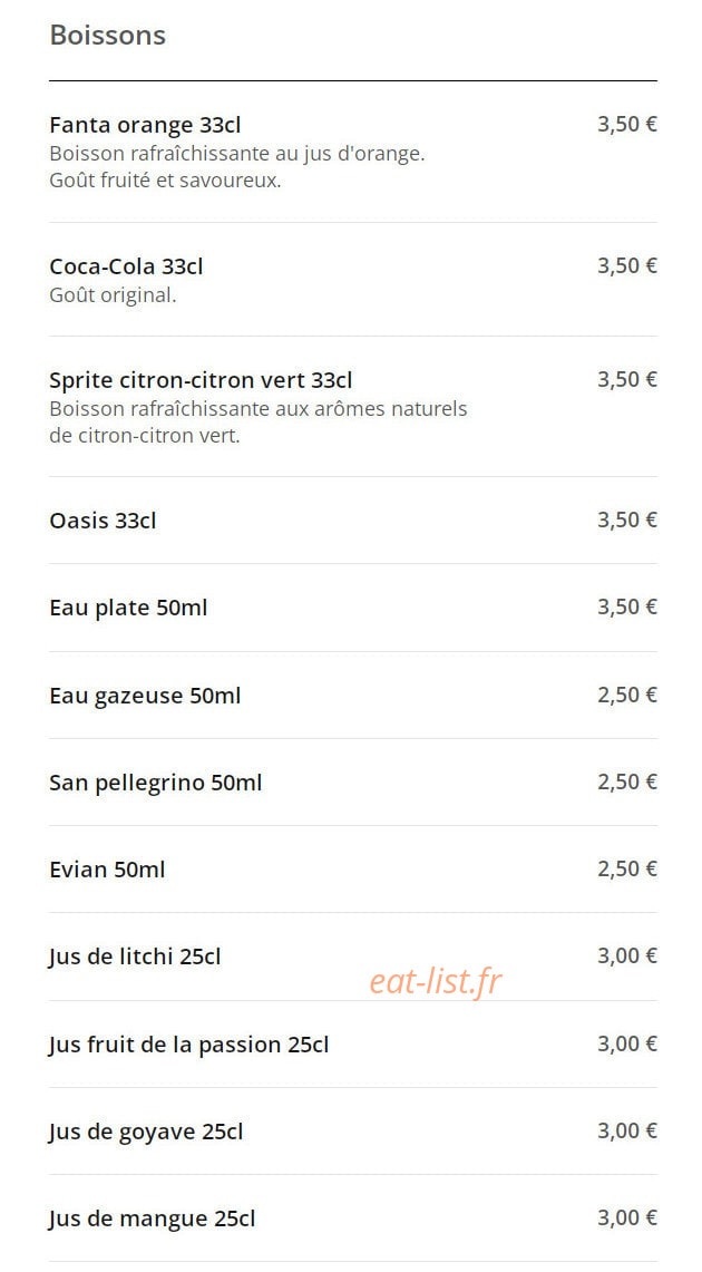 Just in Thaï — carte page 9