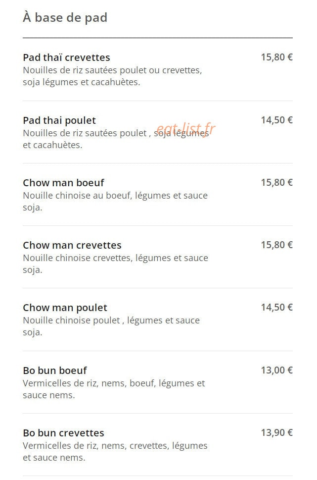 Just in Thaï — carte page 4