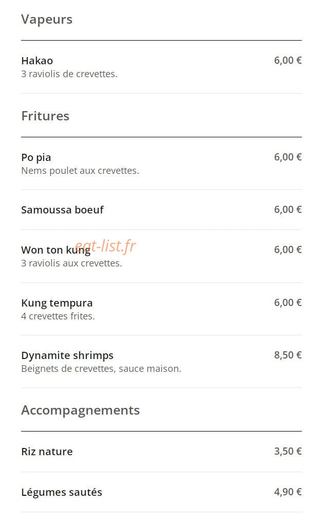 Just in Thaï — carte page 7