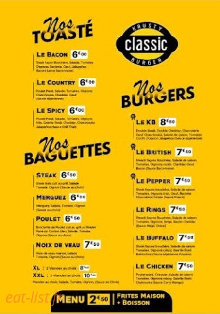 Krusty Classic burger — carte page 2
