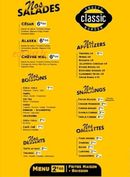 Krusty Classic burger — carte page 4