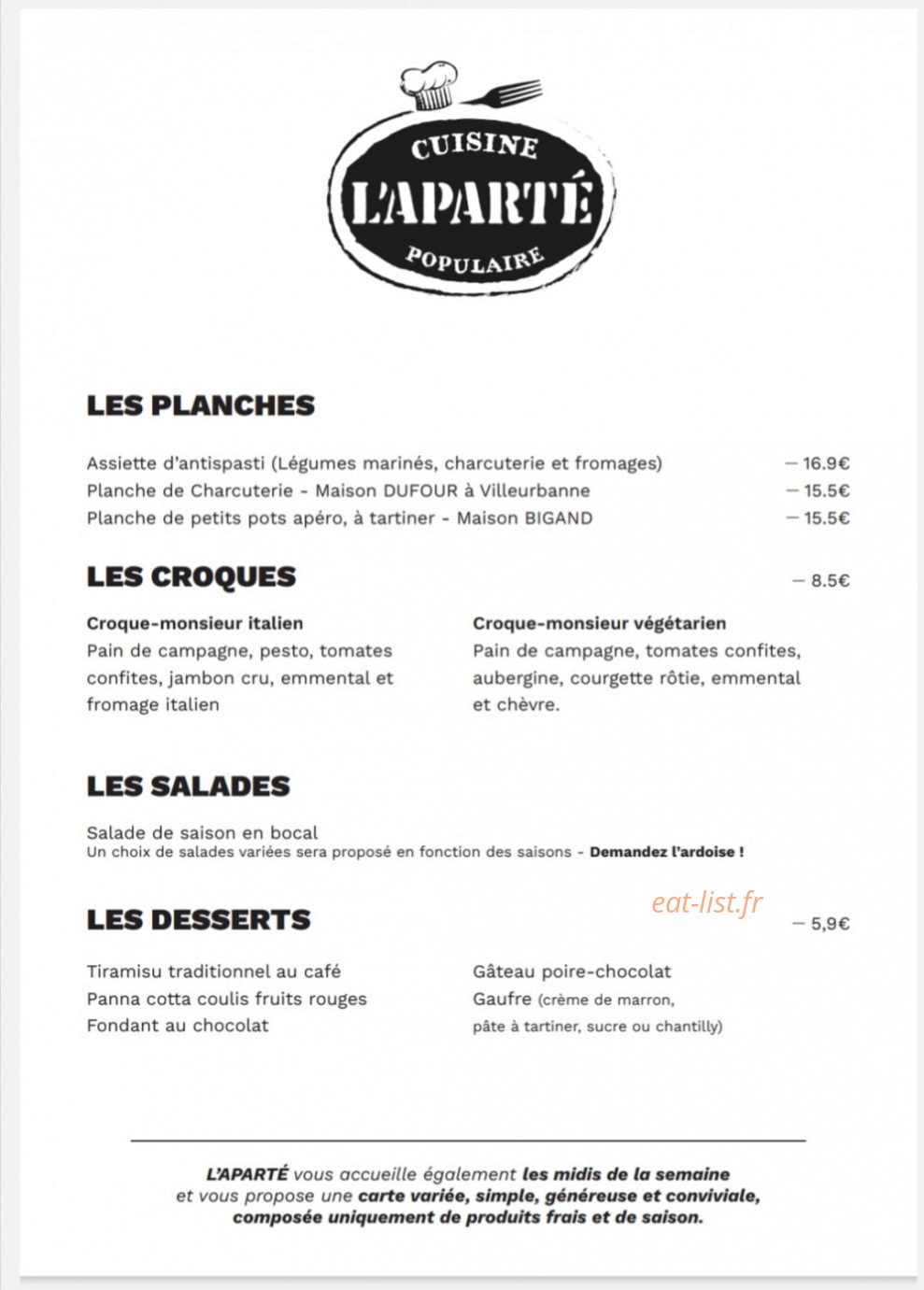 L'Aparté — carte page 2