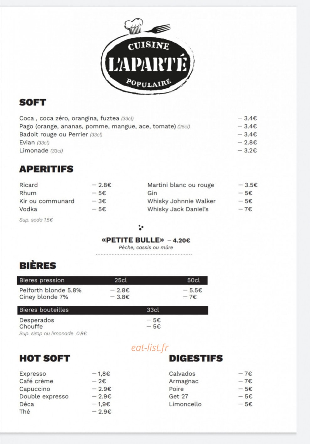 L'Aparté — carte page 3