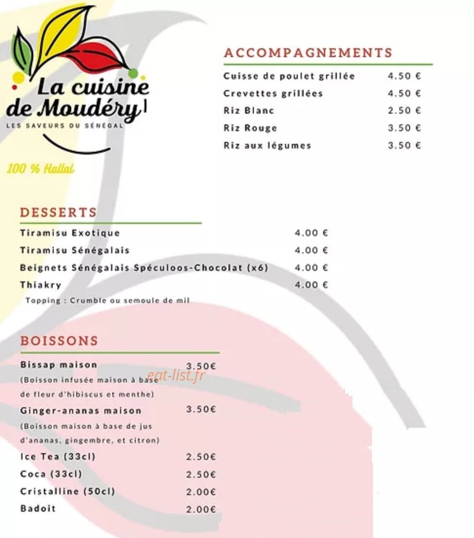 La Cuisine de Moudéry — carte page 2