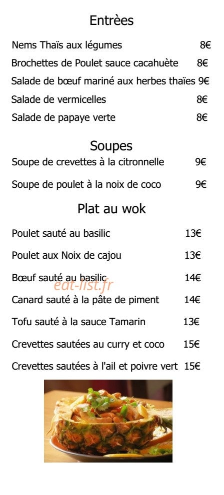 La Maison Thai — carte page 2