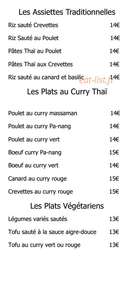 La Maison Thai — carte page 3