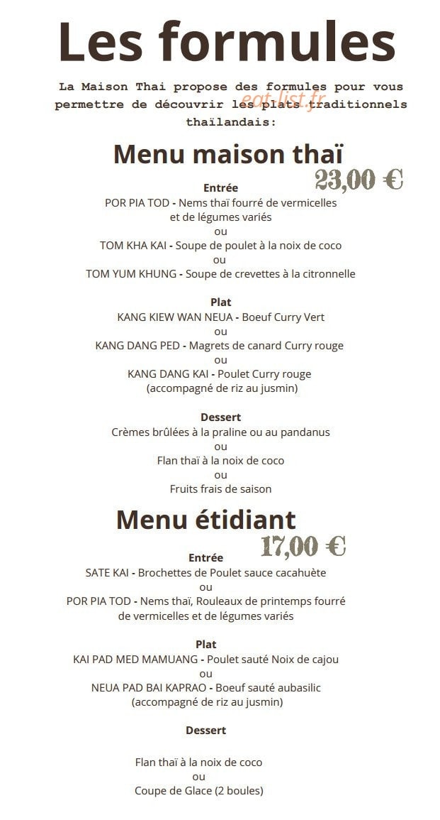 La Maison Thai — carte page 7