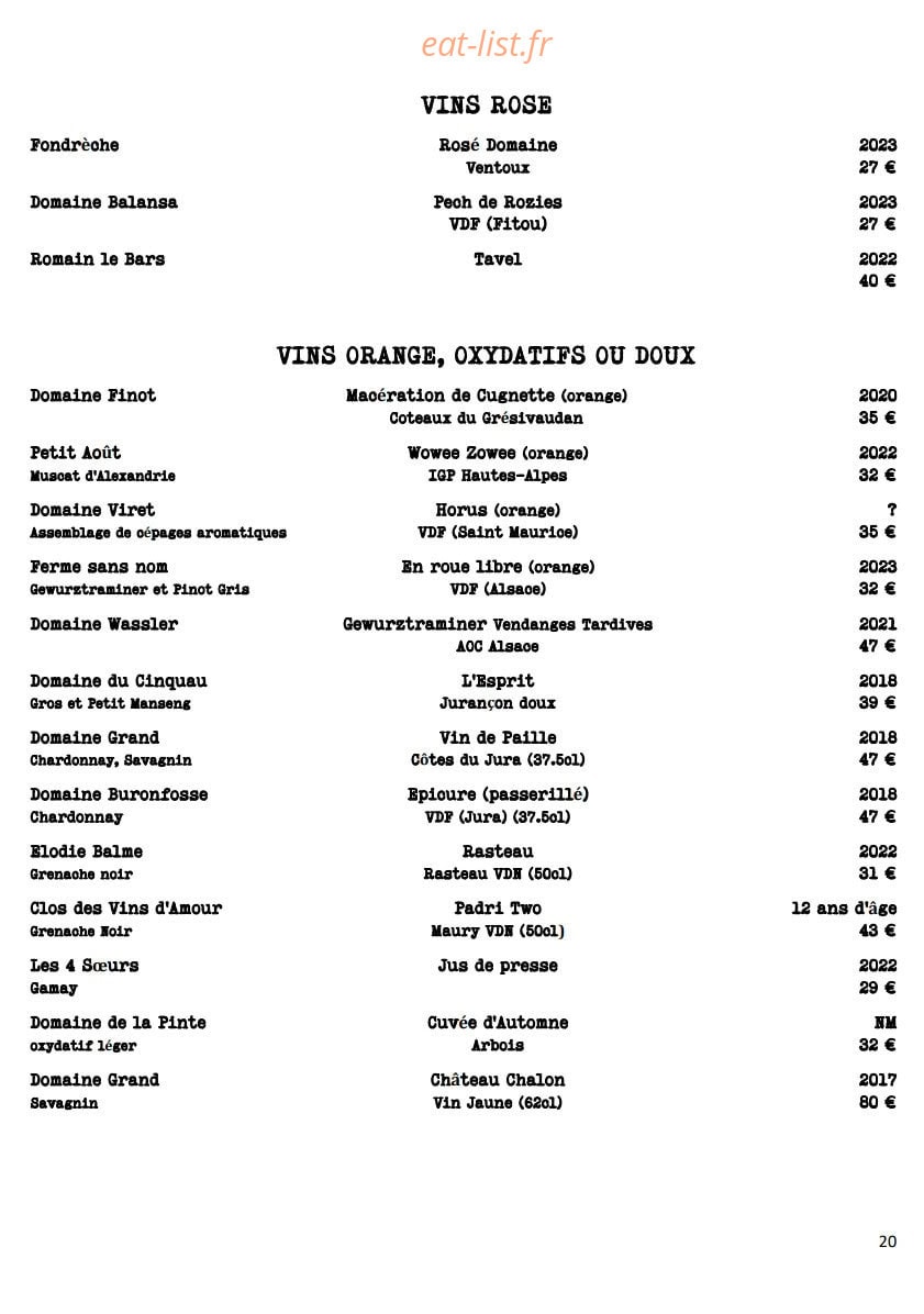 Le Tourbillon de la Vigne — carte page 18