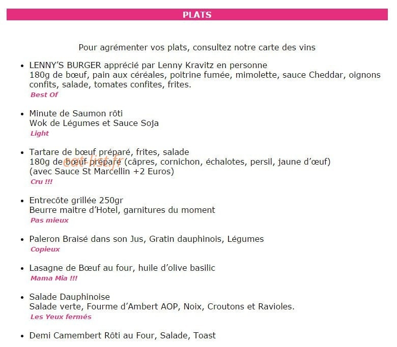 Les Terrasses d'Alex — carte page 7
