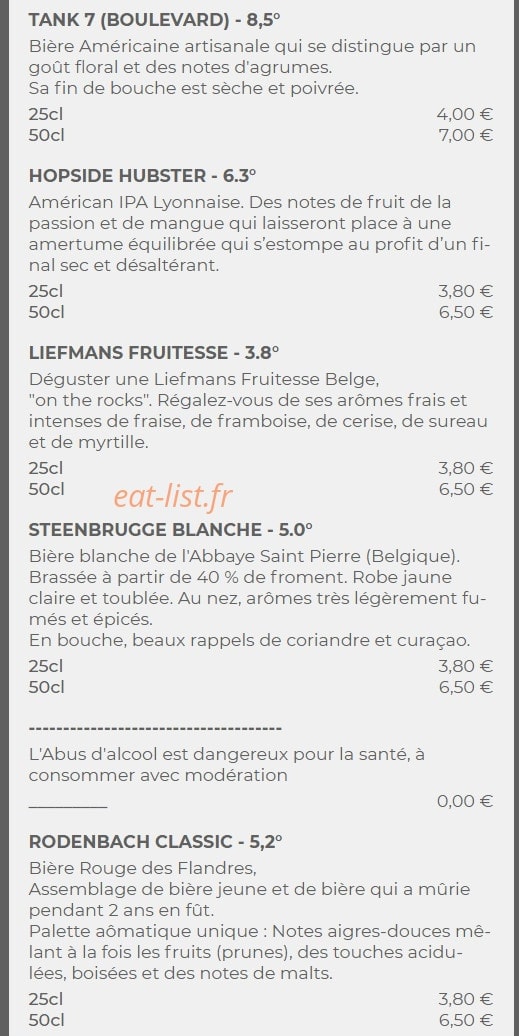 Loop's pub — carte page 7
