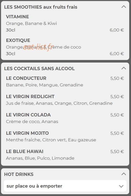 Loop's pub — carte page 19