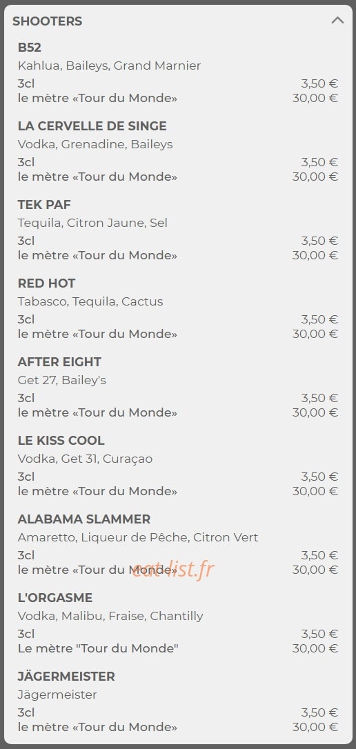 Loop's pub — carte page 15