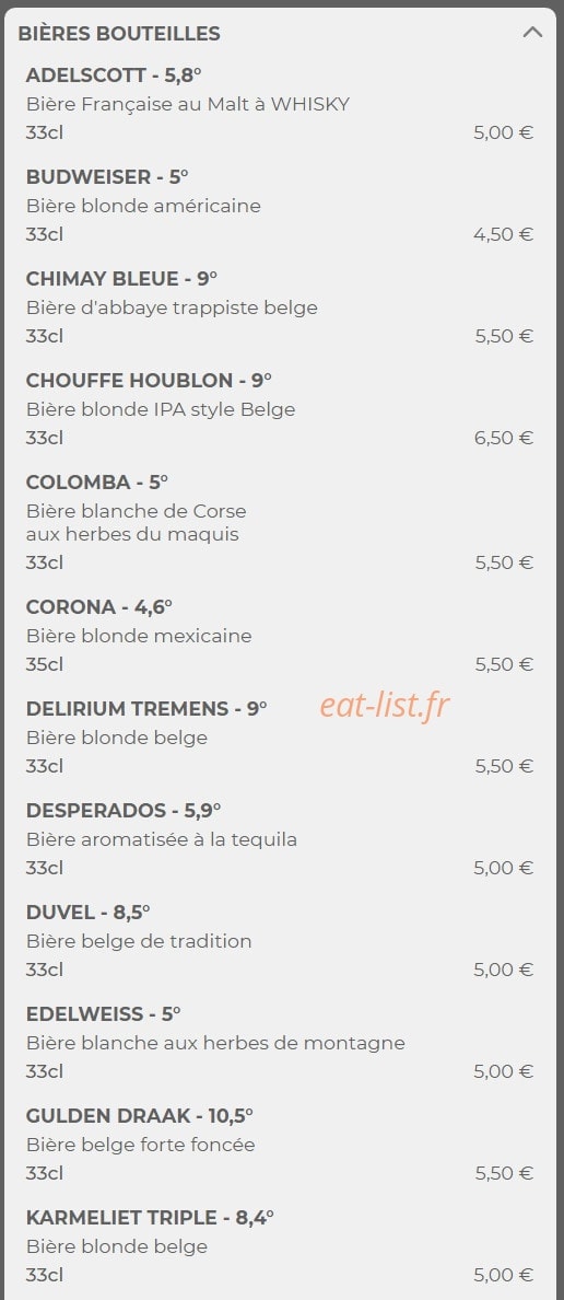 Loop's pub — carte page 8