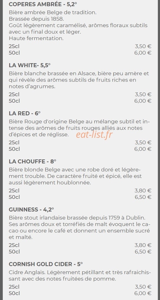 Loop's pub — carte page 6