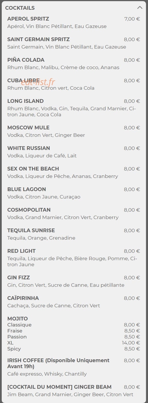 Loop's pub — carte page 16