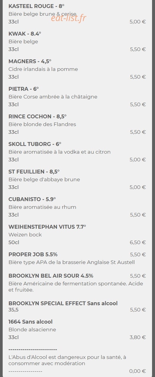Loop's pub — carte page 9