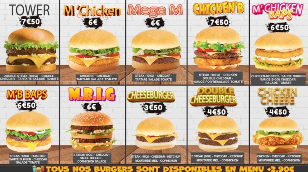 M Chicken — carte page 1