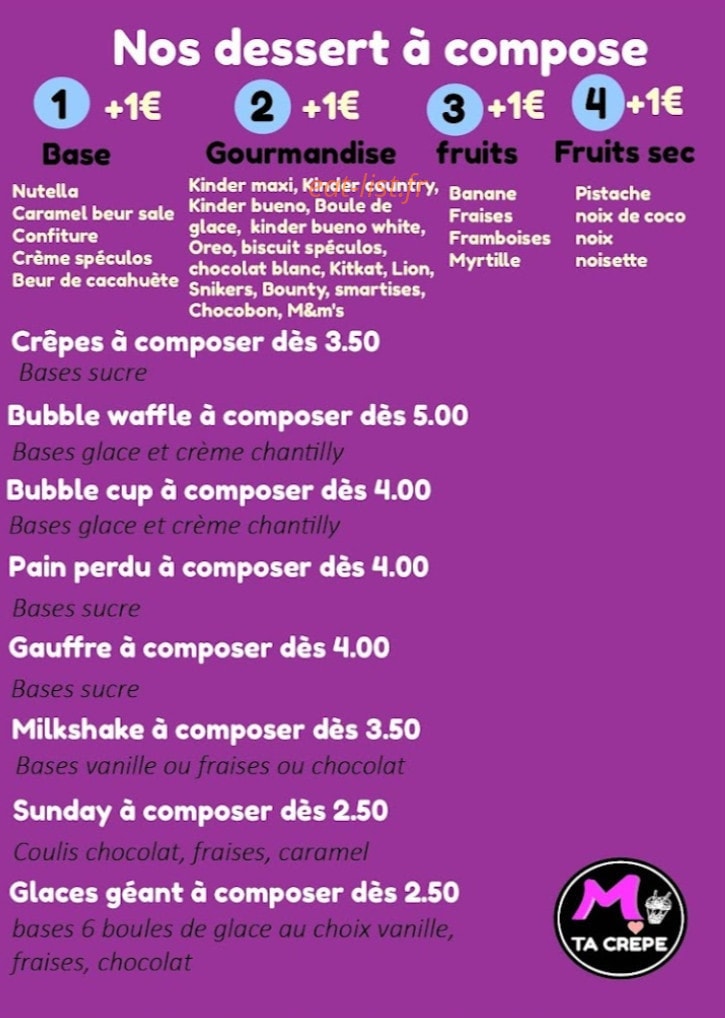 M’ Ta Crêpe — carte page 1