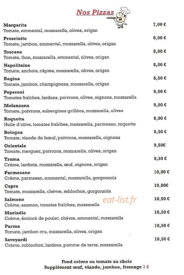 Marinélo Pizza — carte page 1