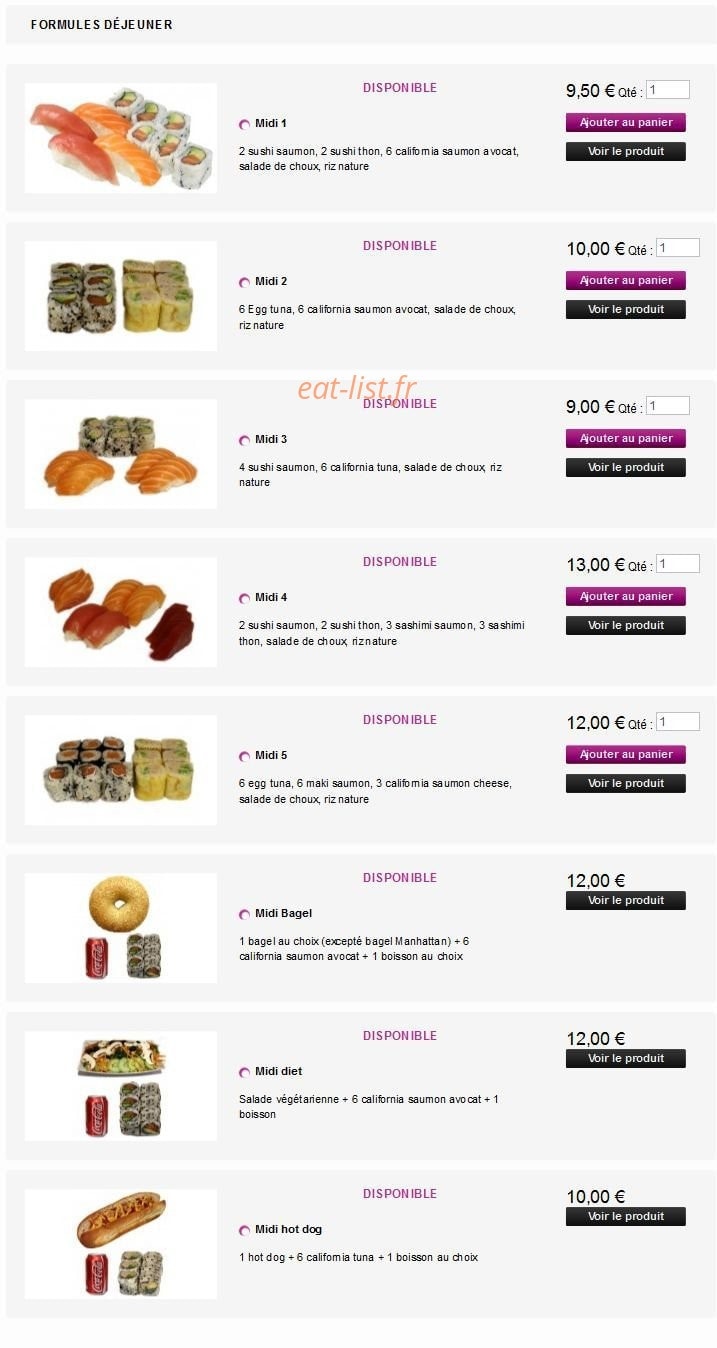 Mika Sushi — carte page 1