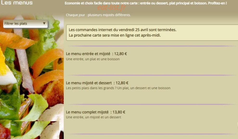 O'Comptoir — carte page 1