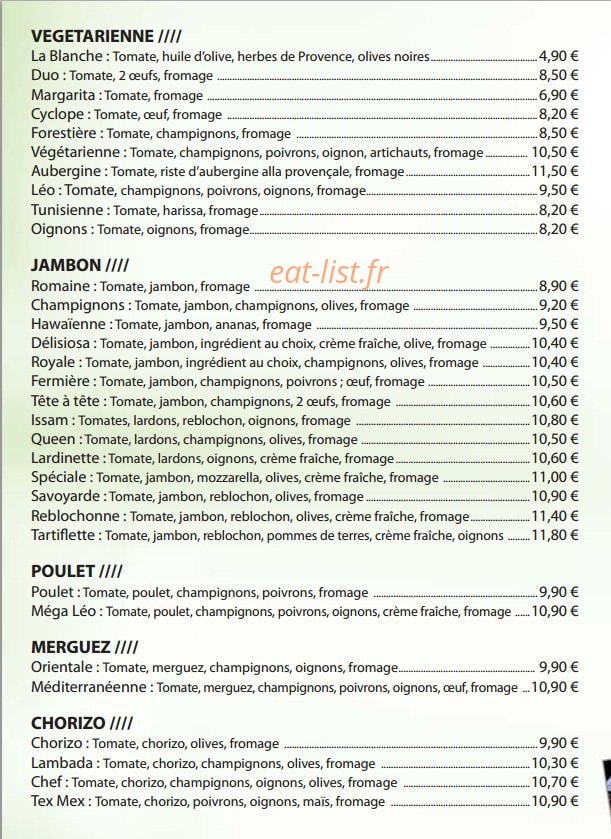 Pizza Leo — carte page 2