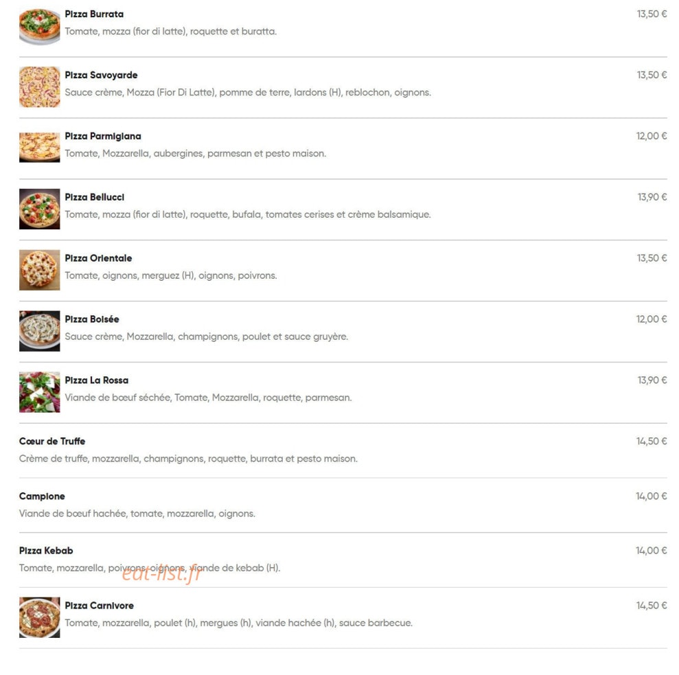 Pizza Panozzo — carte page 2