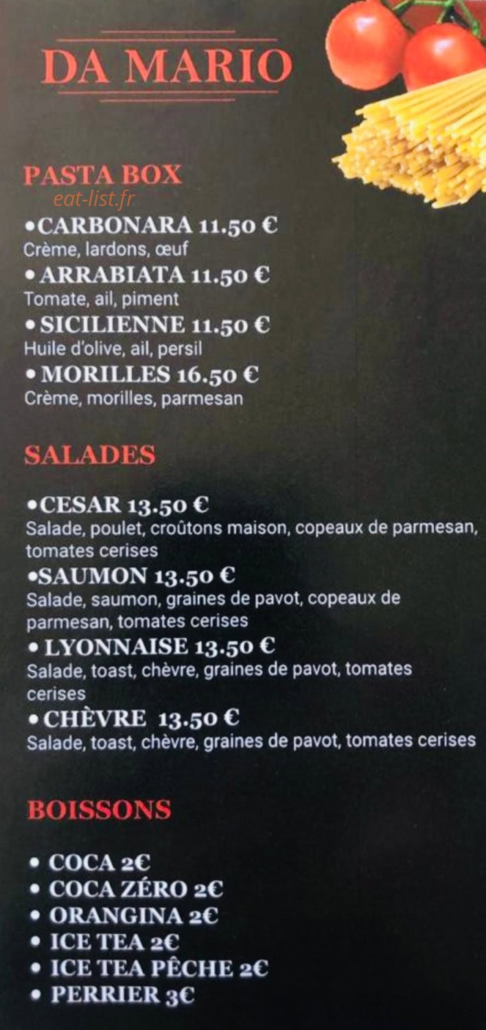 Pizzeria Da Mario — carte page 1