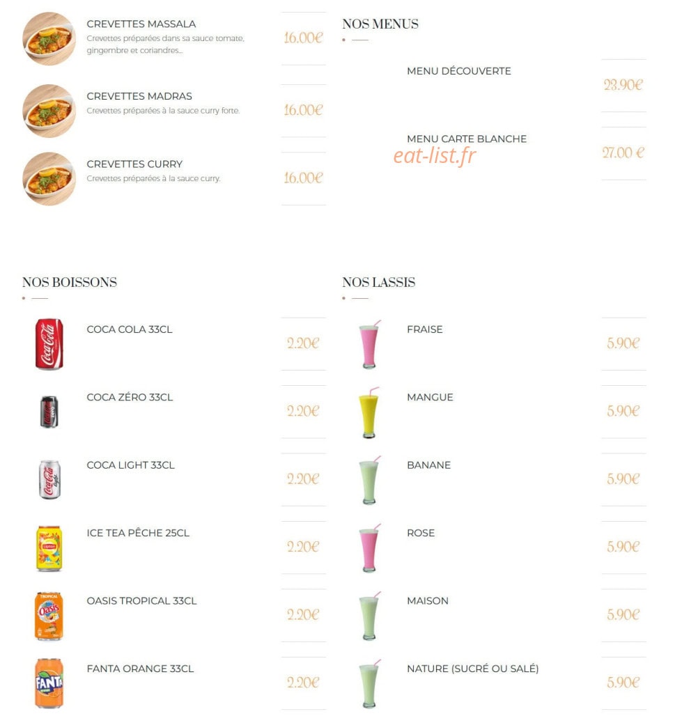 Restaurant Curcuma — carte page 3