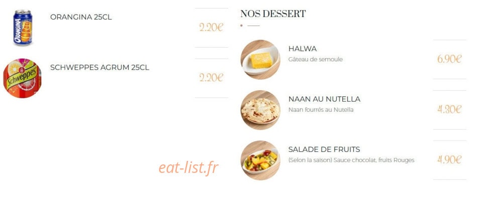 Restaurant Curcuma — carte page 4