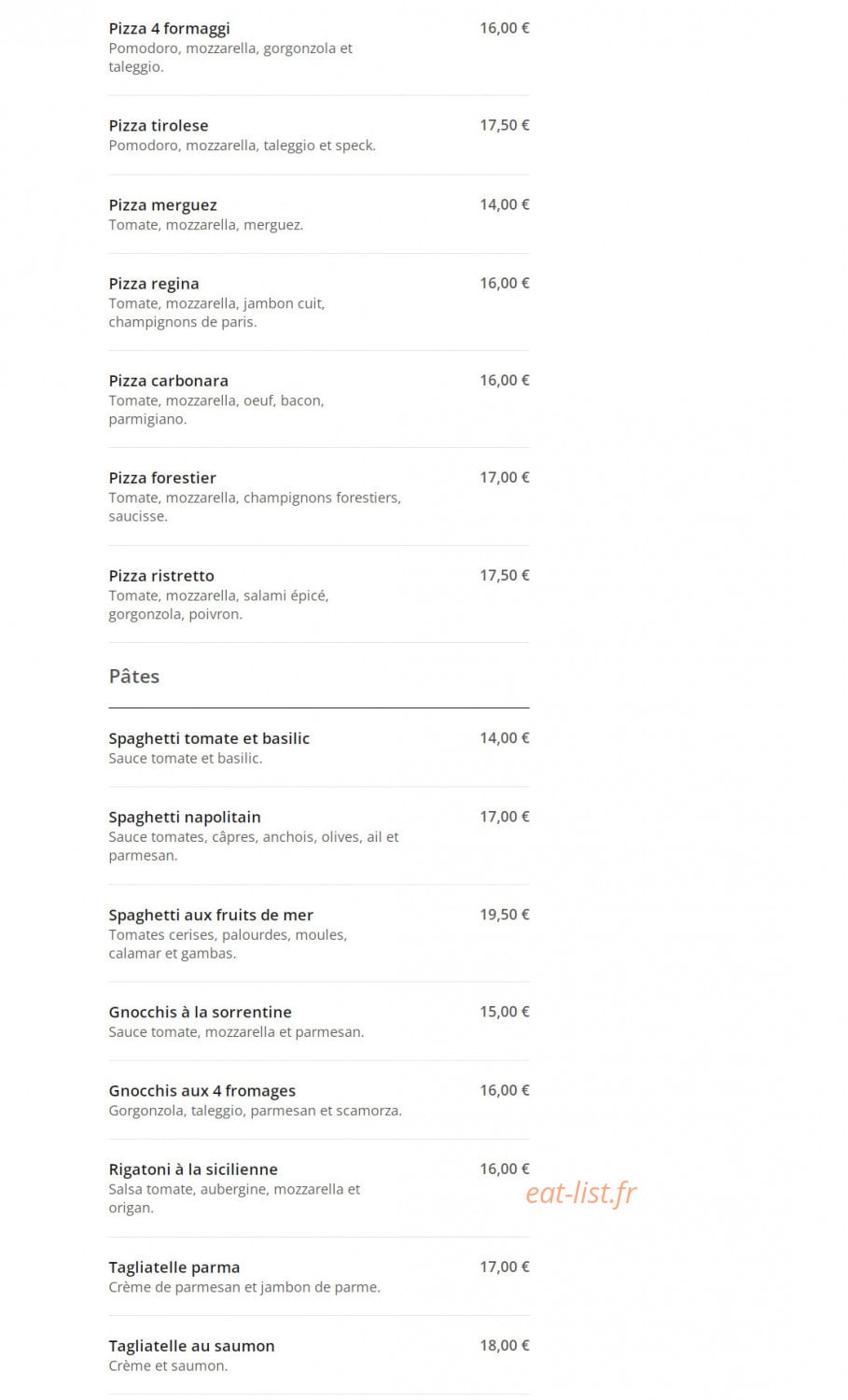 Ristretto — carte page 2