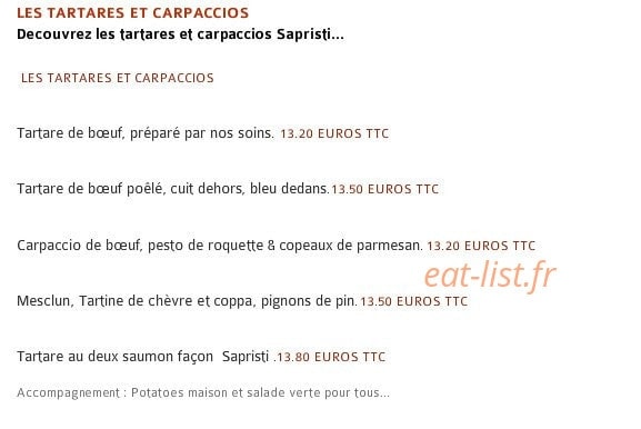 Sapristi — carte page 2