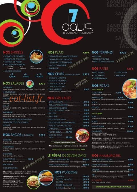 Seven Days — carte page 1