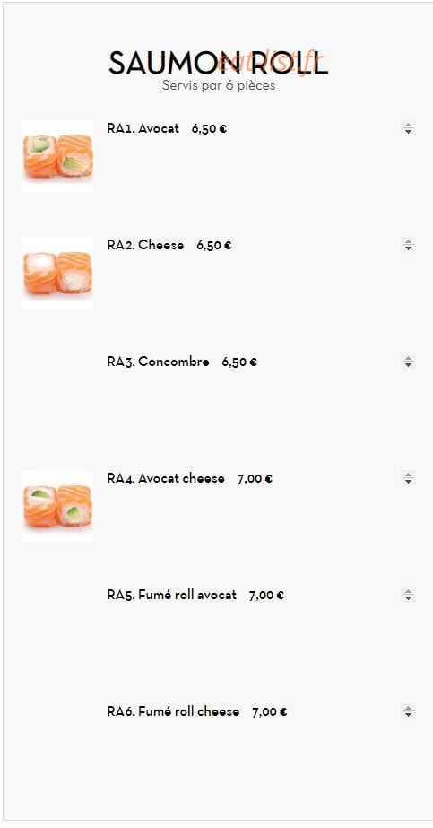 Carte et menu de Sushi Ramen à Villeurbanne — Saumon roll