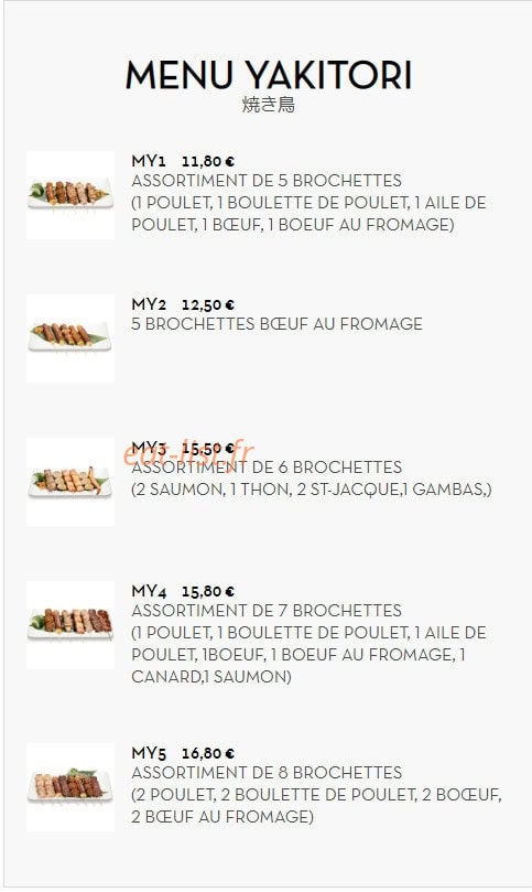 Carte et menu de Sushi Ramen à Villeurbanne — Les menus yakitori