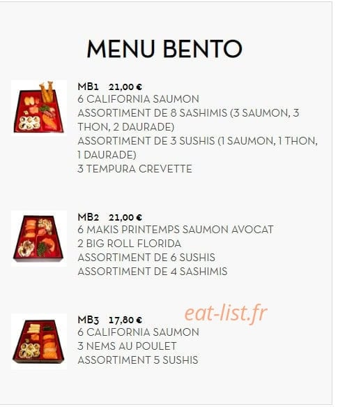 Carte et menu de Sushi Ramen à Villeurbanne — Les menus bento