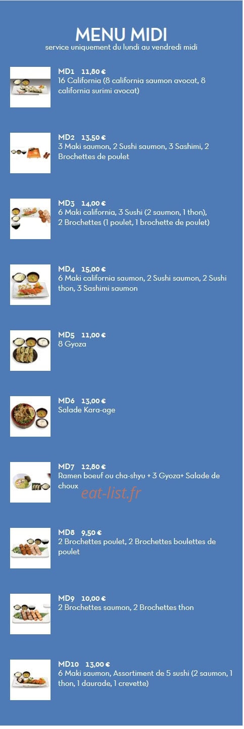Carte et menu de Sushi Ramen à Villeurbanne — Les menus midi