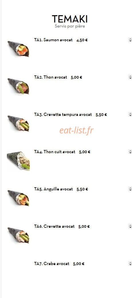Carte et menu de Sushi Ramen à Villeurbanne — Temaki