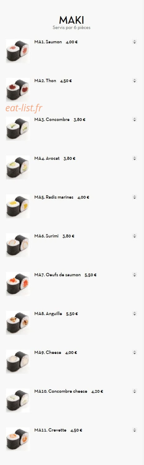 Carte et menu de Sushi Ramen à Villeurbanne — Maki