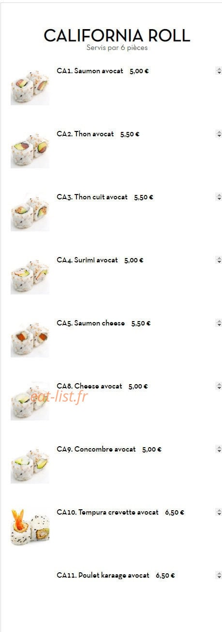 Carte et menu de Sushi Ramen à Villeurbanne — California roll