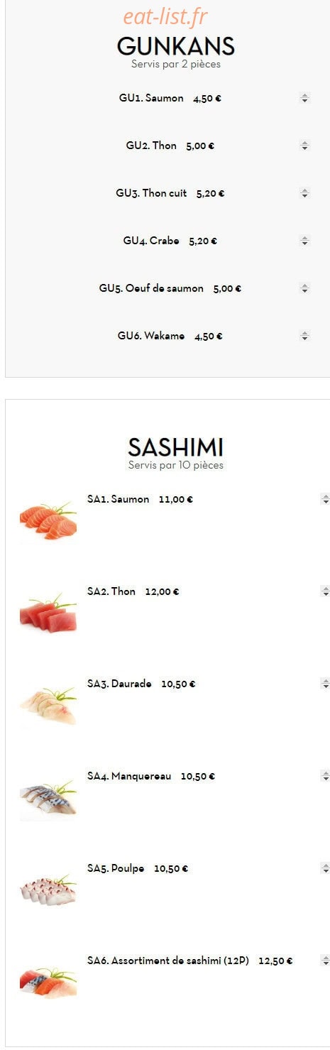 Carte et menu de Sushi Ramen à Villeurbanne — Gunkans et sashimi