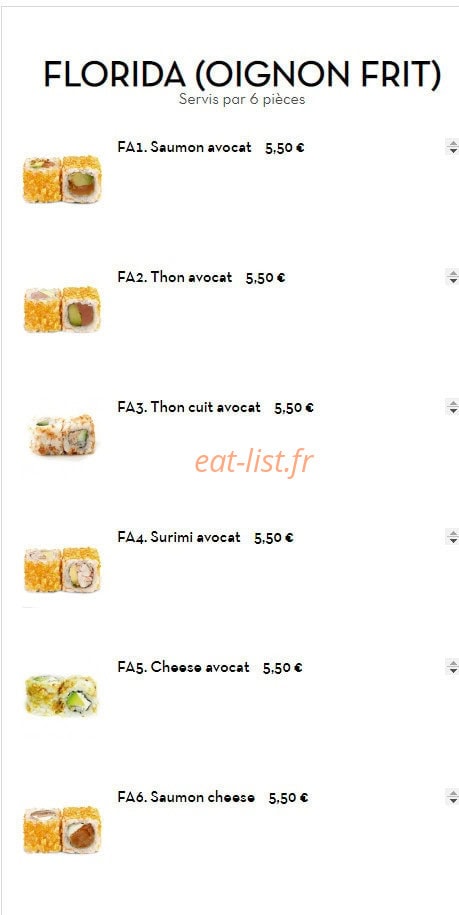 Carte et menu de Sushi Ramen à Villeurbanne — Florida (oignions frite )