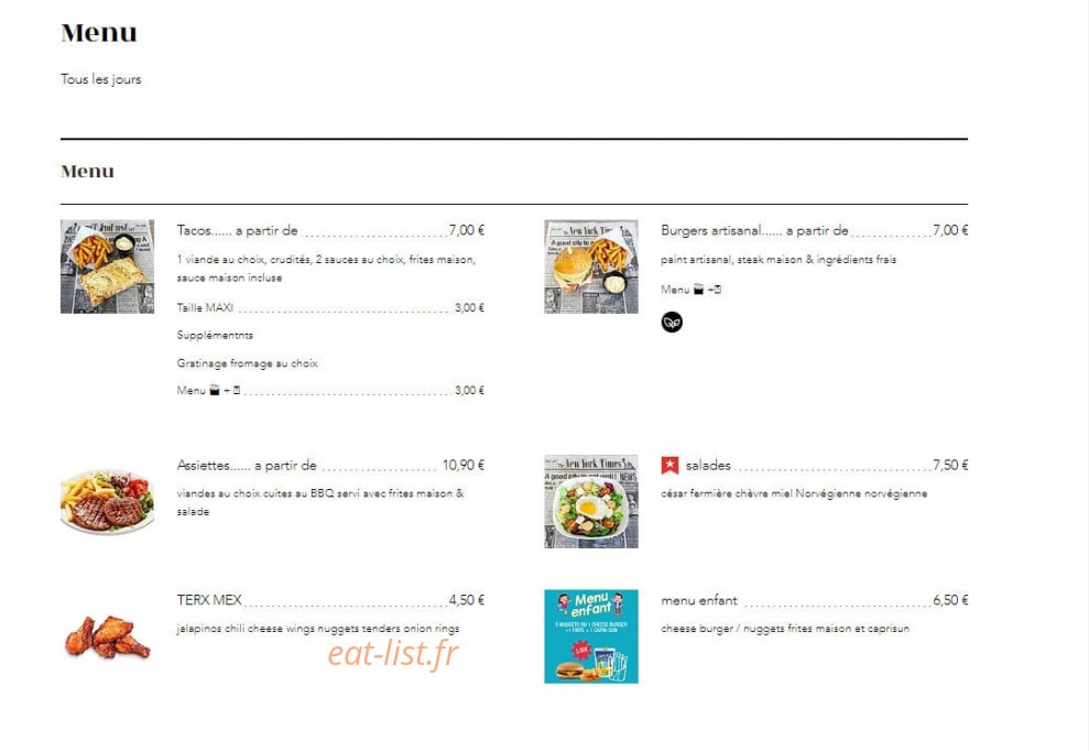 Tacos six neuf — carte page 1